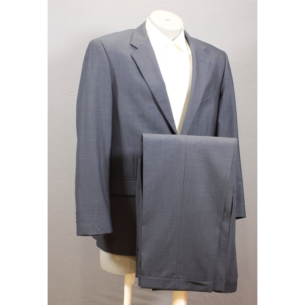 Jos a Bank 2 Piece Suit Mens  Blue 2 Btn Wool 41R Pleated Fronts 35" Waist - Picture 2 of 12